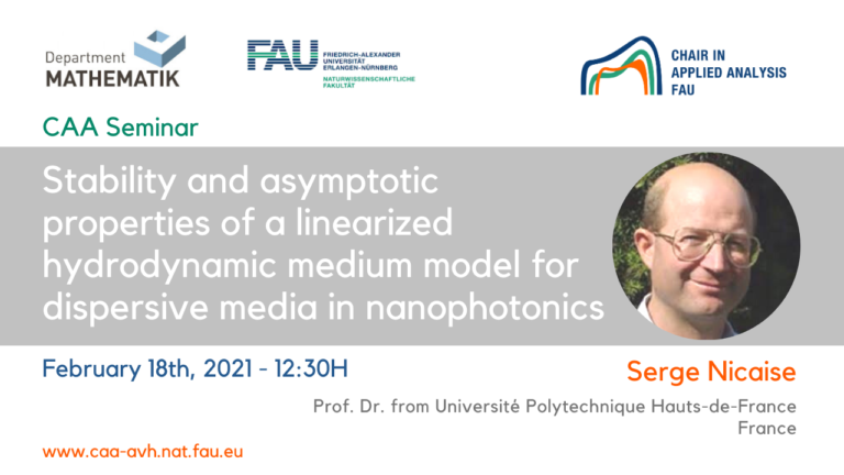 Stability and asymptotic properties of a linearized hydrodynamic medium model for dispersive media in nanophotonics